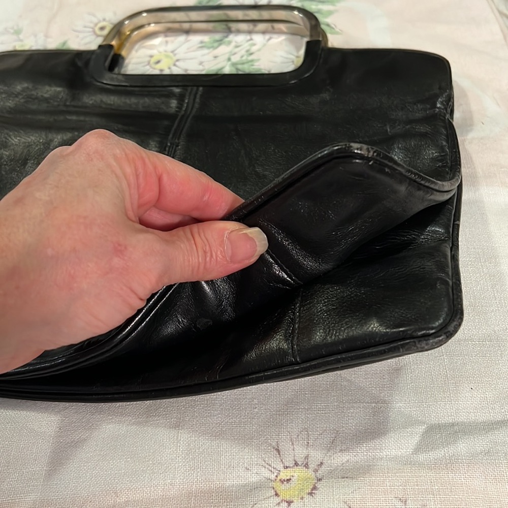 Vintage Birks black leather with chrome handles satchel - Picture 5 of 7
